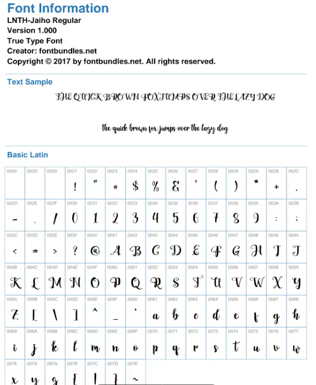 Font LNTH Jaiho Script Việt Hóa